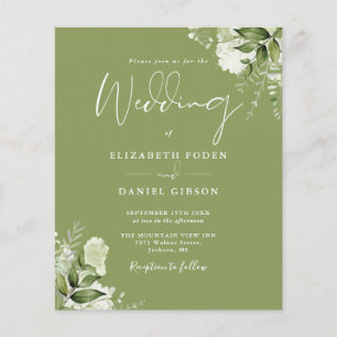 Papier Faire-part de mariage vert mousse verdure de budge