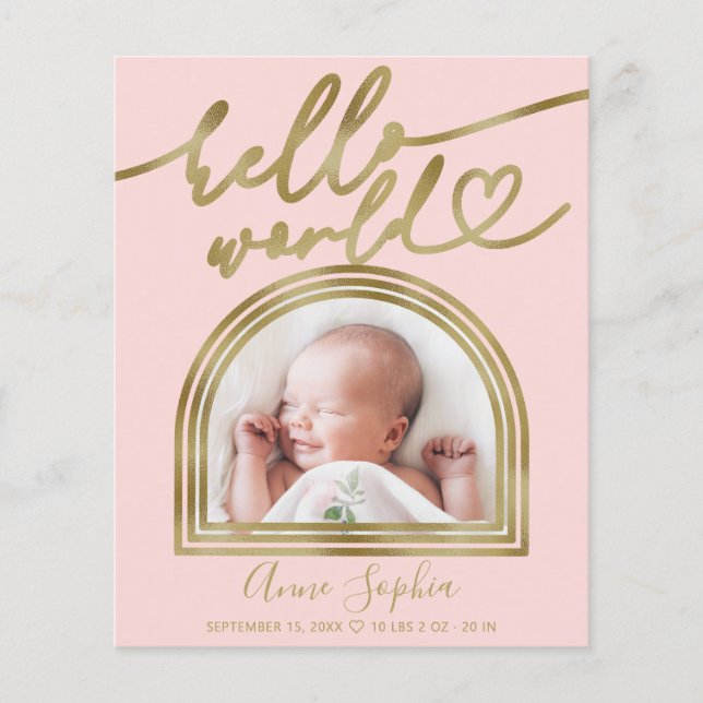 Papier Faire-part de naissance Budget du cadre Arch World (Devant)