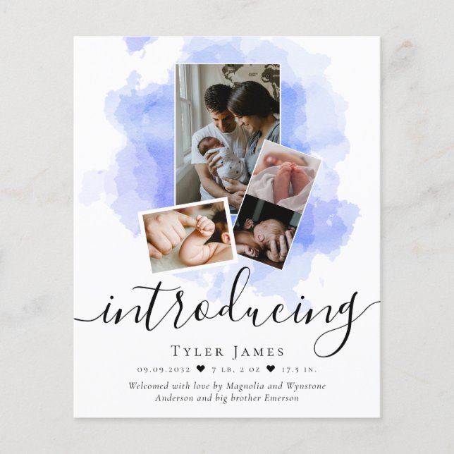 Papier FAIRE-PART DE NAISSANCE de collage de photos BUDGE (Devant)