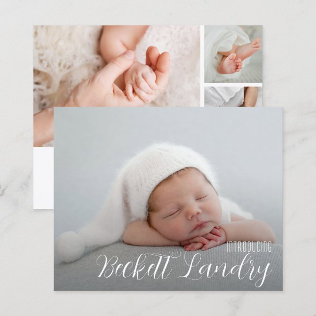 Papier Faire-part de naissance de collage multiphoto budg (Devant / Derrière)