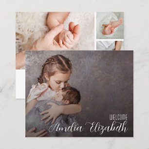 Papier Faire-part de naissance élégant à photo multiple b