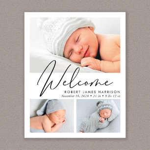 Papier Faire-part de naissance moderne avec script de bie