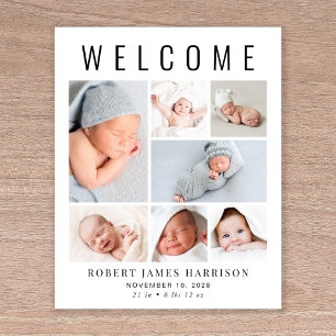 Papier Faire-part de naissance moderne en collage de phot