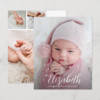 Faire-part de naissance photo de script élégant du