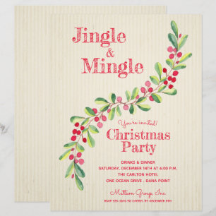 Papier Faire-part de Noël à couronne de feuillage avec ba