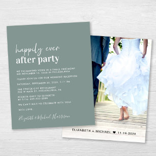 Papier Faire-Part de Réception de Mariage Vert Sauge Écon