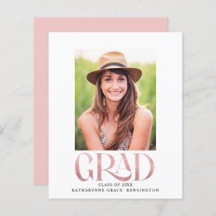 Papier Faire-part du Parti de Graduation Budget Pink Foil