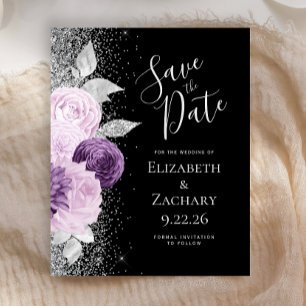 Papier Faire Savoir Budget Floral Violet Paillettes Argen