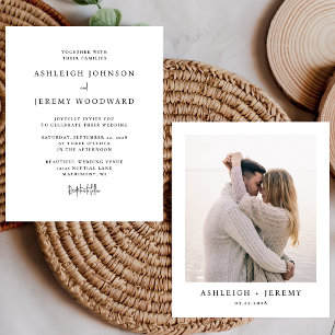Papier Faire simple invitation de mariage photo noir et b