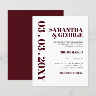 Papier Fairepart de mariage moderne Bourgogne simple budg