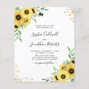 Papier Fairepart de Mariage Tournesols Abeille Budget Tou