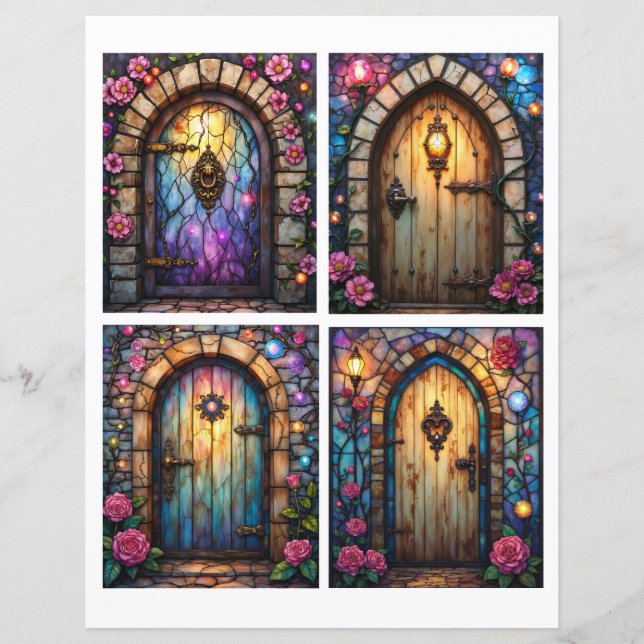 Papier Fairy door scenes ephemera card cutouts (Devant)