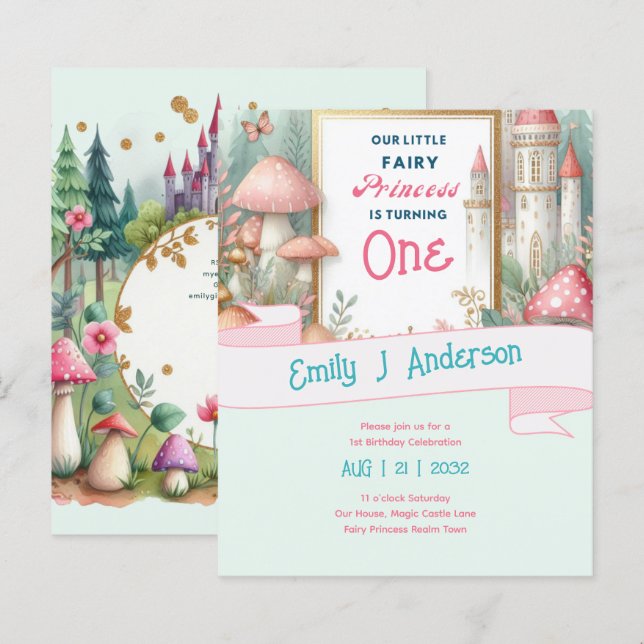 Papier Fairy Princess Anniversaire 1er 2e 3e conte de Fai (Devant / Derrière)