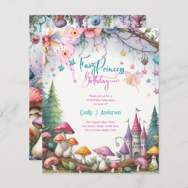 Papier Fairy Princess Party Magique Anniversaire Bash (Devant / Derrière)