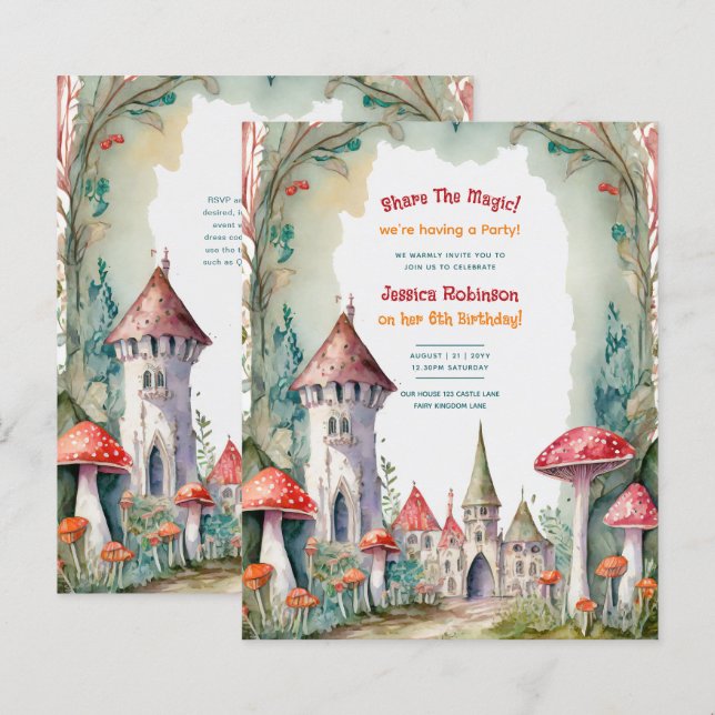 Papier Fairytale Castle Fairycore Princess Birthday Girl (Devant / Derrière)