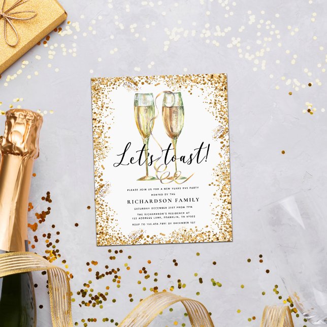 Papier Faisons un toast à la fête du Nouvel An Invitation (Créateur téléchargé)