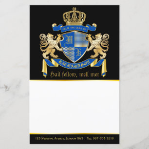 Papier Faites votre propre blason Bleu or Lion Emblem