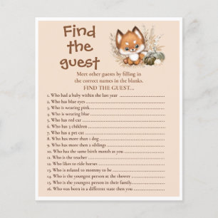 Papier Fall Fox Beige Trouver Le Baby shower Invité Jeu