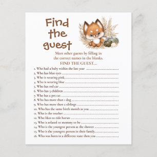 Papier Fall Fox Citrouilles Trouver Le Baby shower Invité