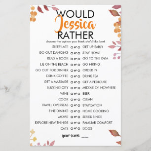 Papier Fall Leaves Customisable Would She Rather Game