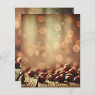 Papier Fall Rustic Wood & Acorns Bokeh Scrapbook Paper