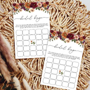 Papier Fall Terracotta Floral Fête des mariées Bingo Jeu