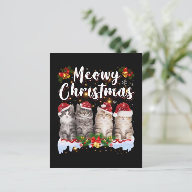 Papier Famille Cat Meowy Correspondant Pajamas de Noël Pè (Debout devant)