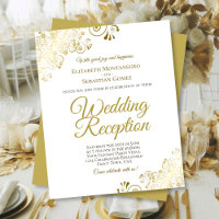 Fancy Gold & White Mariage Réception Invitation BU
