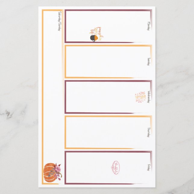 Papier Fantastic Automne Semaine Viewer Planner Insertion (Devant)