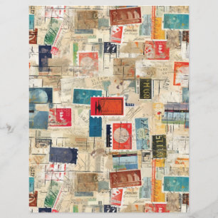 Papier Faux Imaginaire Postage Timbre Collage 3