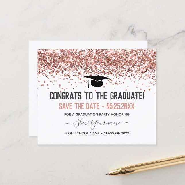 Papier Faux Parties scintillant Graduation Party Enregist (Devant/Arrière en situation)