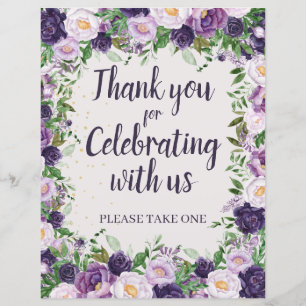 Papier Faveur de fête de remerciement florale Pivoines Vi