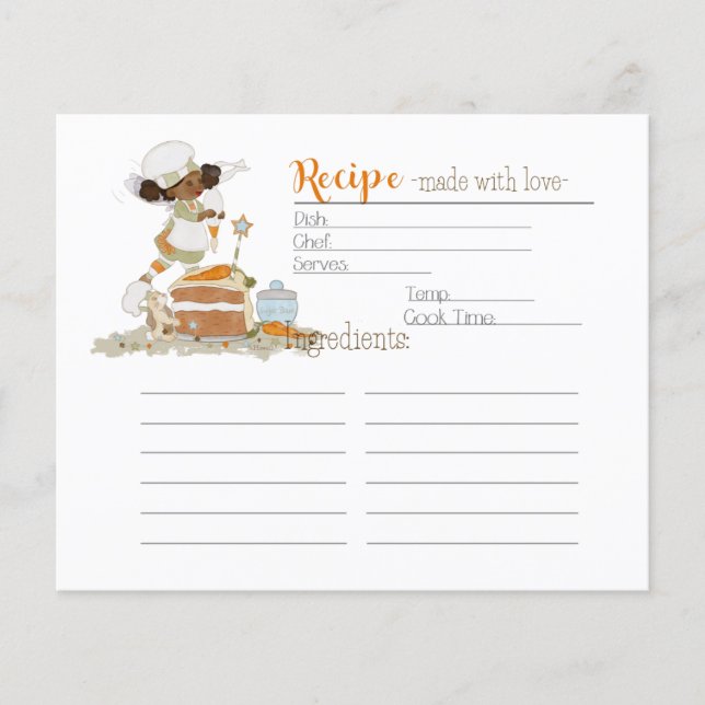 Papier Fée de dent sucrée - Dessert Recette Card (Devant)
