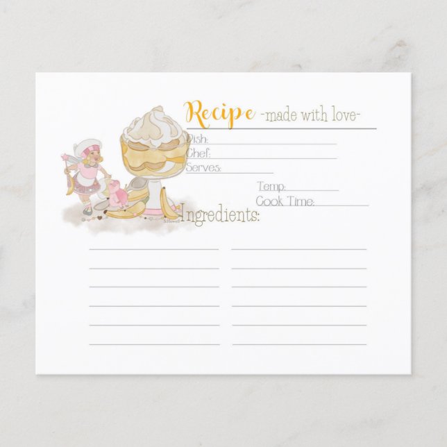 Papier Fée de dent sucrée - Dessert Recette Card (Devant)