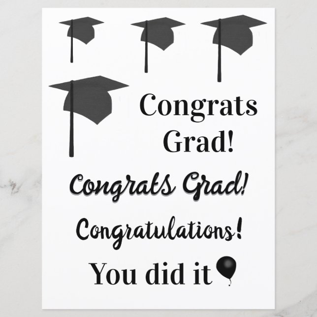 Papier Félicitations Grad, Graduation Caps, Scrapbook Pap (Devant)