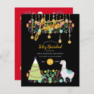 Papier Feliz Navidad Fiesta Invitation Folk BUDGET Fleurs