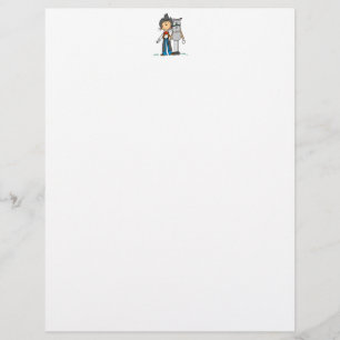 Papier Femme avec manche à cheval en forme de lettre
