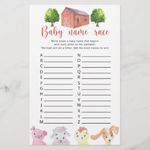 Papier Ferme - Jeu de course de nom de bébé