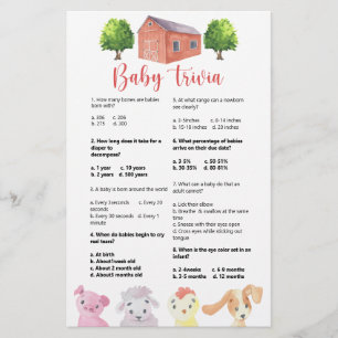 Papier Ferme - Trivia pour bébés Jeu Baby shower