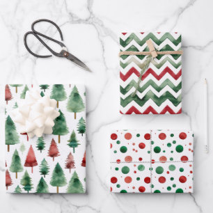 Papier festif rouge, vert, blanc de Noël  