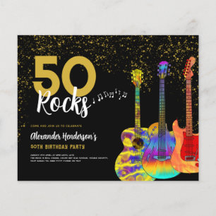 Papier Fête d'anniversaire 50 ans 50 Rocks Guitare Doré P