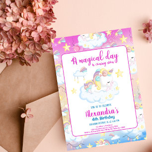 Papier Fête d'anniversaire arc-en-ciel licorne magique à 