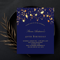 Fête d'anniversaire budget bleu marine étoiles dor