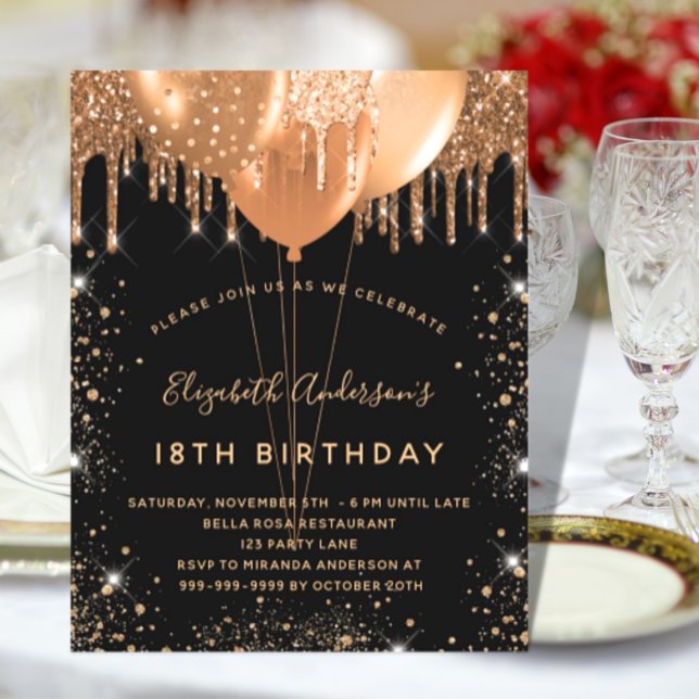 Papier Fête d'anniversaire budget noir poussière de paill (Créateur téléchargé)