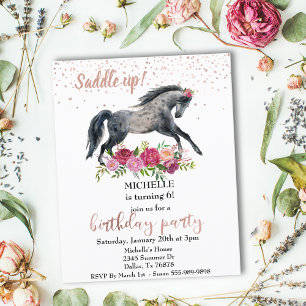 Papier Fête d'anniversaire Cheval à selle rose Budget