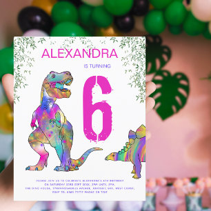Papier Fête d'anniversaire des Dinosaures Filles 6ème Bud