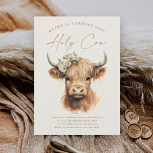 Papier Fête d'anniversaire enfantine bohème vache highlan