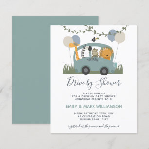 Papier Fête de bébé Drive By Safari Animal Vert Budget