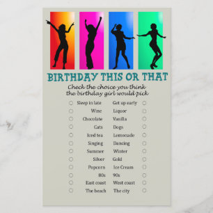 Papier Fête de danse Anniversaire de ce ou de ce jeu