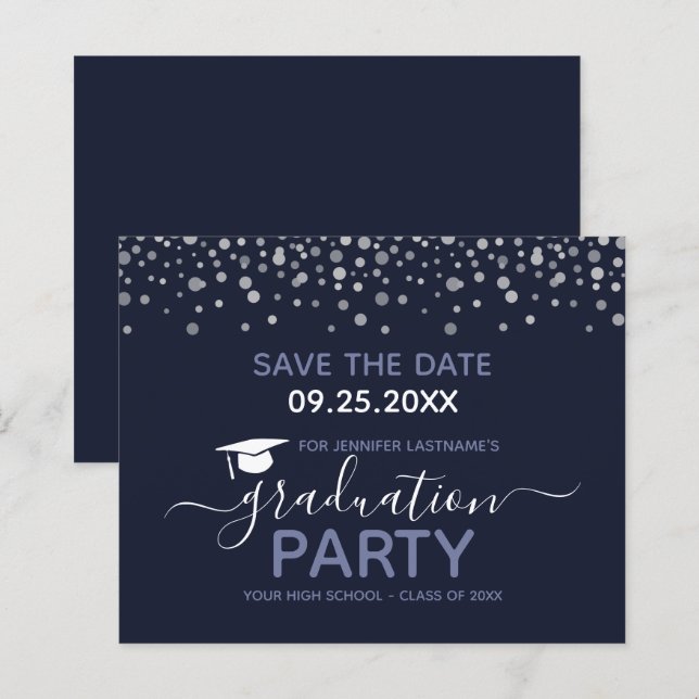 Papier Fête de fin d'études Enregistrer la date Invitatio (Devant / Derrière)